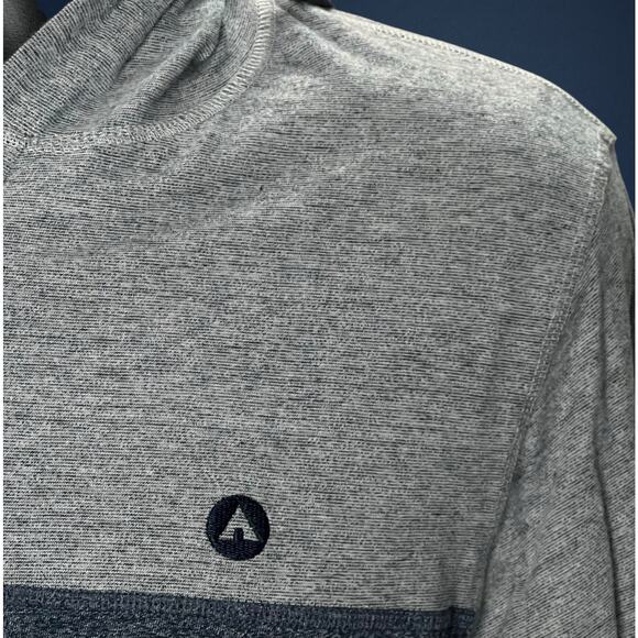 Airwalk Men’s Medium Long Sleeve Hoodie Henley Pullover Gray Navy Colorblock - Picture 7 of 12